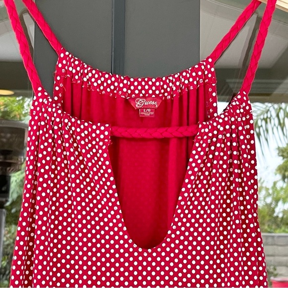 GUESS ~ Summer Perfect Red/White Polka Dot Dress w/Braided Strap Detsil ~ Large - Picture 3 of 6